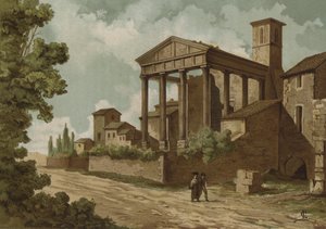 イタリア、コリのローマのヘラクレス神殿 作： Spanish School